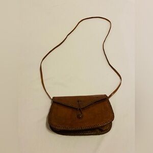 Handcrafted Brown Leather Crossbody Bag, one of a kind !